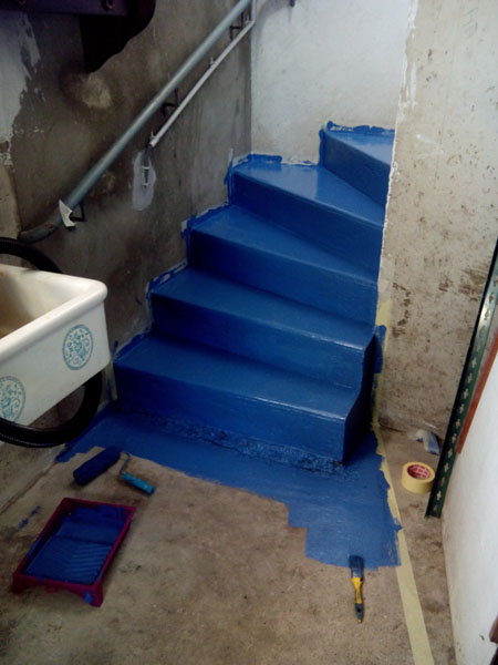 1ère couche dans l'escalier